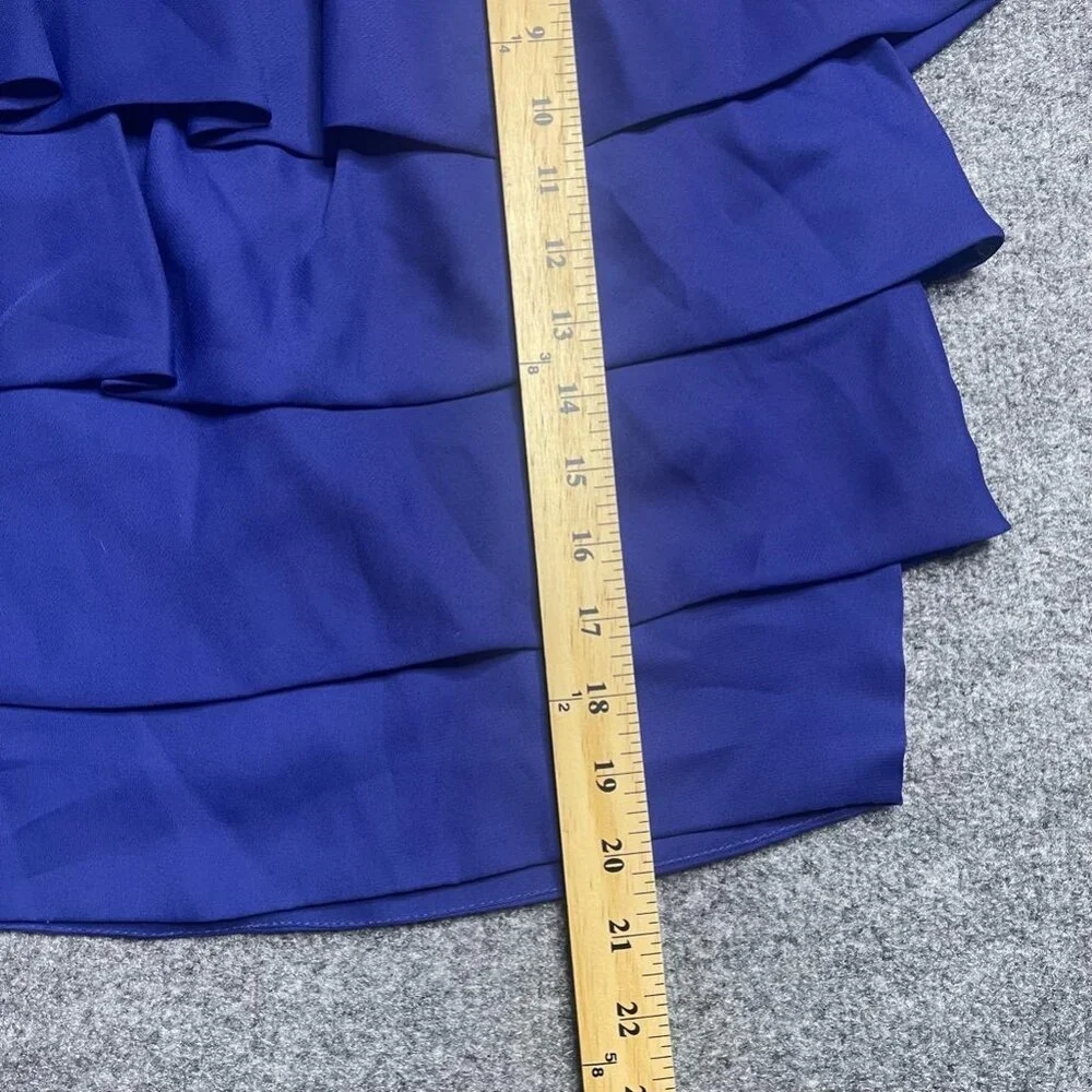 Reiss Womens Tiered Skirt Blue Black Color Block Mini Ruffles Cocktail Zip 2